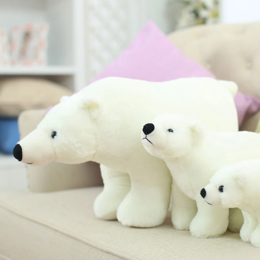 1pc Polar Bear Doll Plush Animal Toy Stuffed Toy Birthday Gift Sofa Decorations for Kids Girls 27x45cm