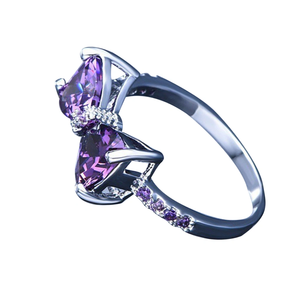 Fashion Women Ring Romantic Delicate Zircon Ring Stylish Jewelry Valentine's Day Gift for Female Ladies (Purple, NO.9)