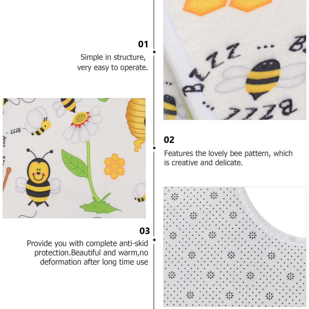 1 Set Delicate Bee Pattern Bathroom Mat Toilet Floor Mat Toilet Cover Set