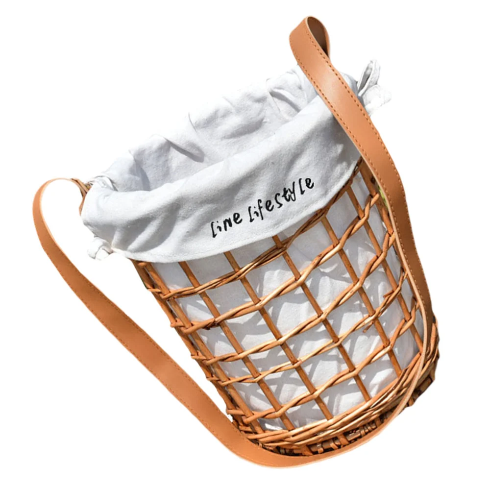 1pc Woven Basket with Handle Wedding Party Flower Basket Storage Basket