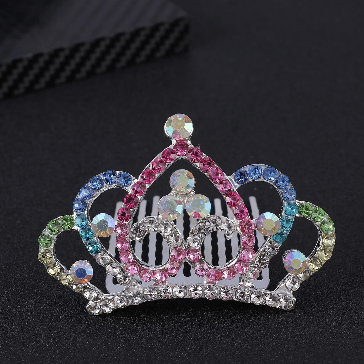 Kids Beautiful Tiara Headdress Crystal Crown Comb Girls Party Headwear Decor (Colorful)