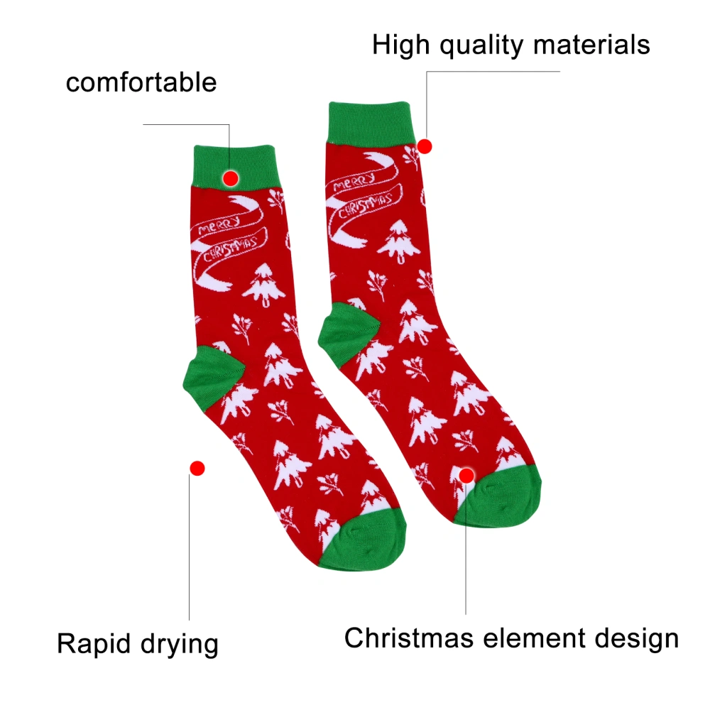 2 Pairs Christmas Mid-calf Length Socks Outdoor Elements Stockings (Free Size)