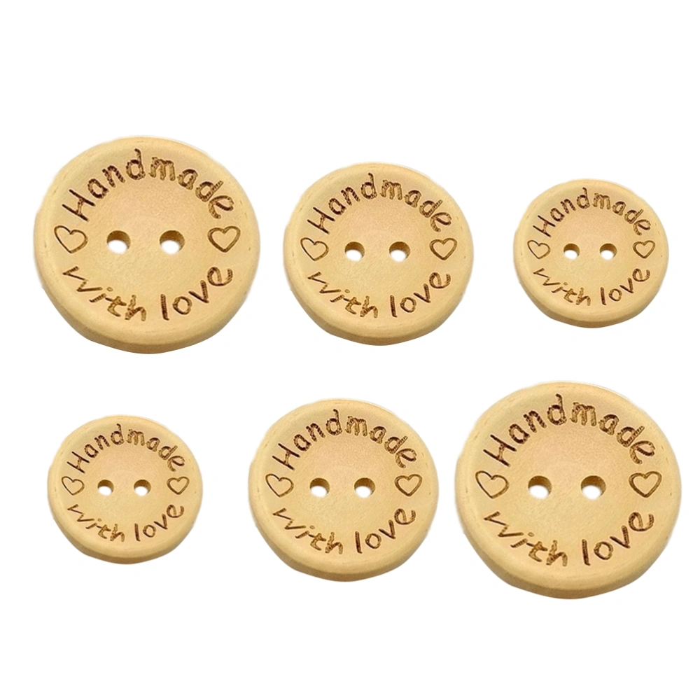 140pcs Handmade Wooden Button Round with Love Buttons for Sewing Craft Clothing Decorations