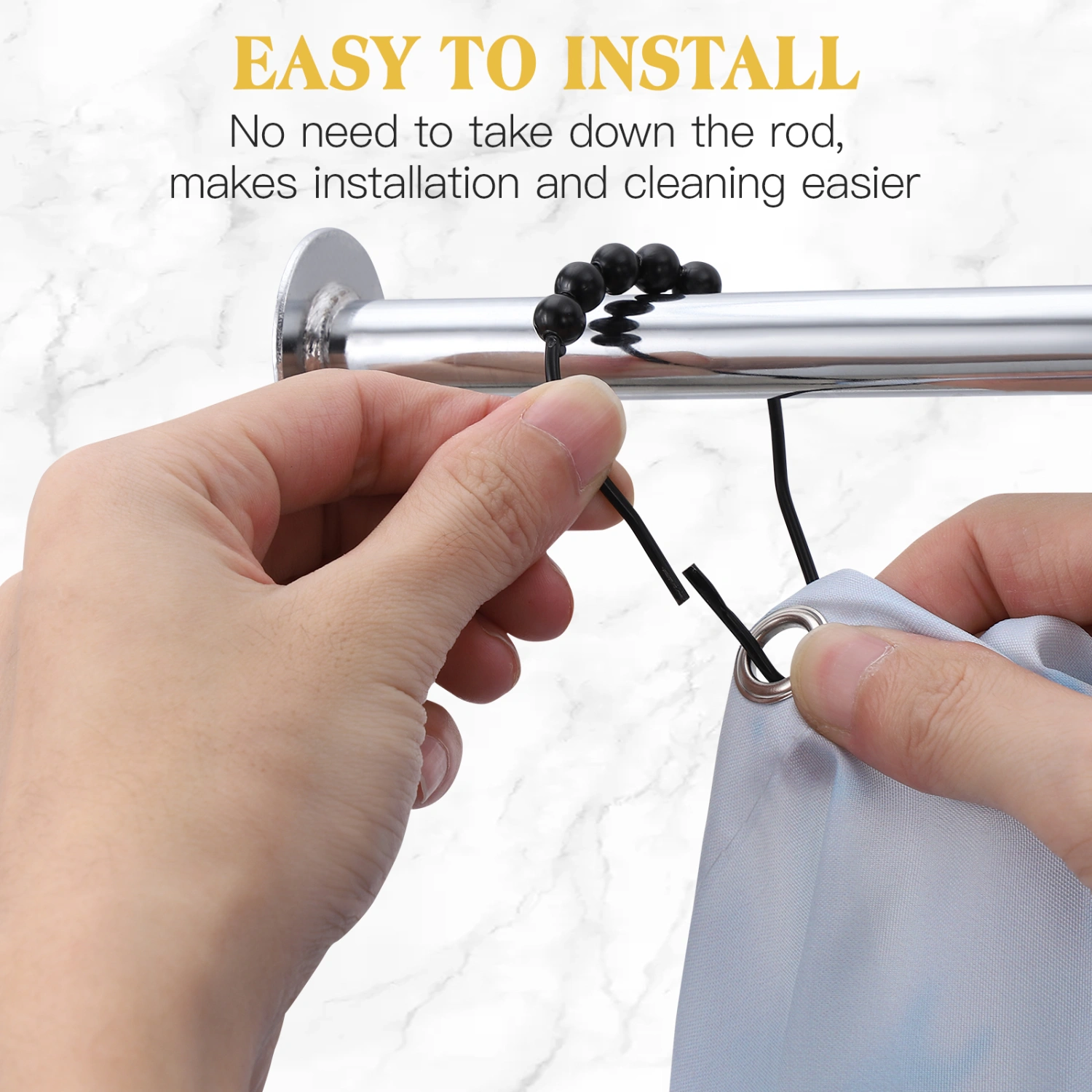 WINOMO 12 Pcs Bath Rollerball Shower Curtain Hooks Glide Rings Shower Curtain Rings and Hooks for Bathroom Shower Rods