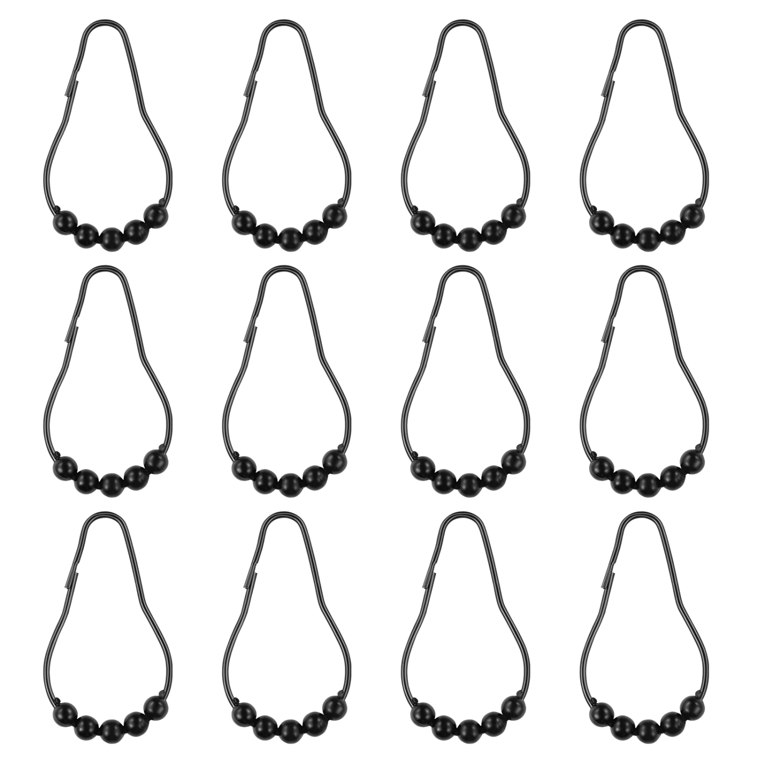 WINOMO 12 Pcs Bath Rollerball Shower Curtain Hooks Glide Rings Shower Curtain Rings and Hooks for Bathroom Shower Rods
