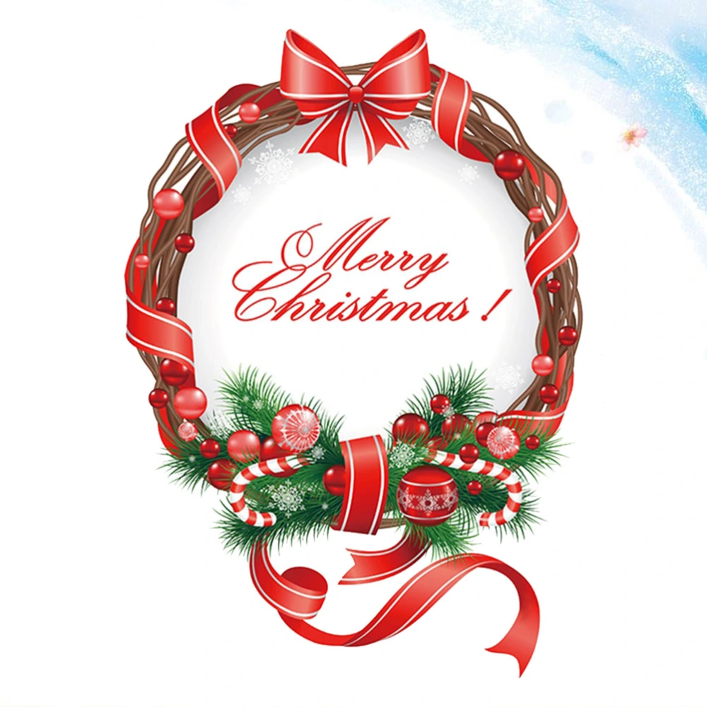 Christmas Door Sticker Creative Wreath Design Mural Sticker Wall Decal Background Decoration Accessories for Home