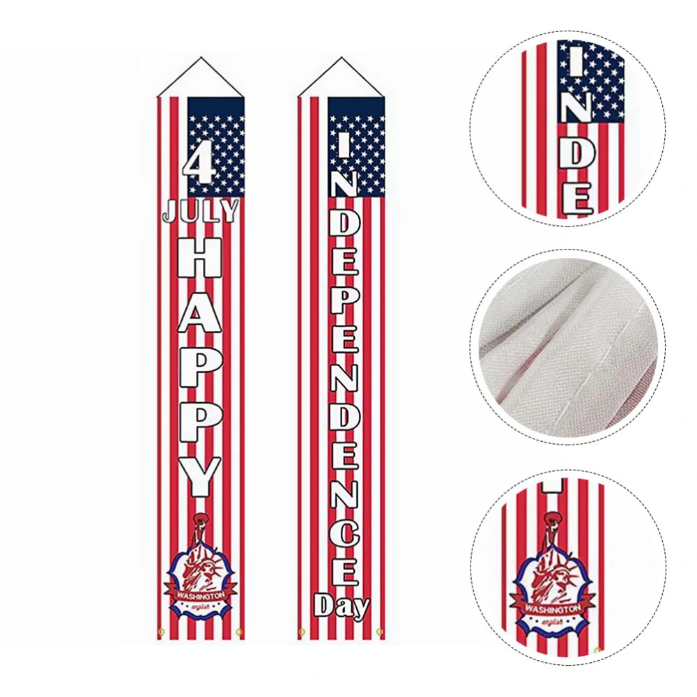 1 Pair Independence Day Door Banner 4th of July Porch Sign Door Hanging Banner