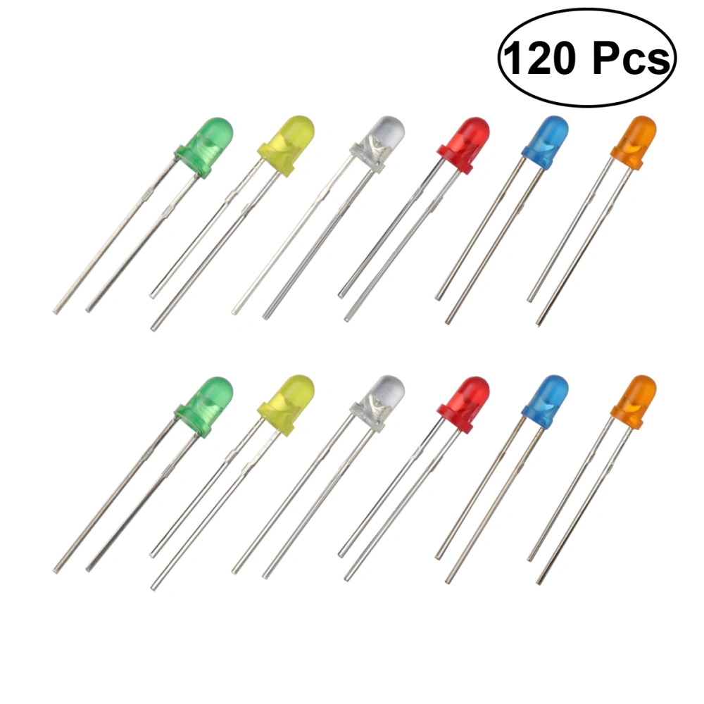 120 pcs 3mm LED Diode Lights Assored Kit Pack Lighting Bulb Lamps Electronics Components Light Emitting Diodes Parts