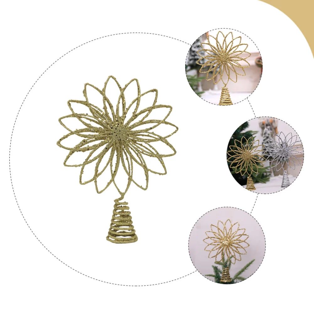 Hollow Treetop Star Christmas Tree Topper Multi-Petals Star Tree Ornament