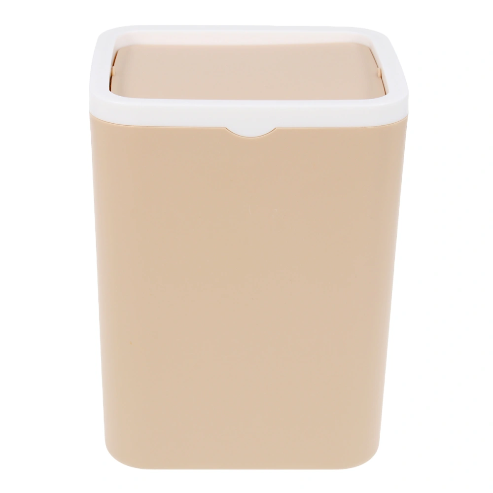 Mini Desktop Trash Can Home Kitchen Desk Trash Can Desktop Garbage Box Living Room Debris Storage Cleaning Bucket Litter Waste Container Bins Small Organizer Dustbins with Lid (Khaki)