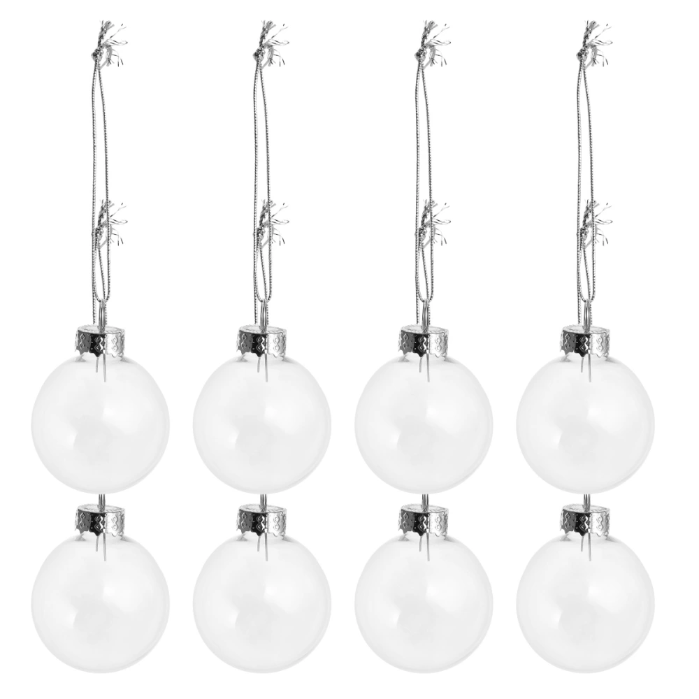 8pcs Transparent Hanging Balls with Aluminum Lid Christmas Tree Decorations