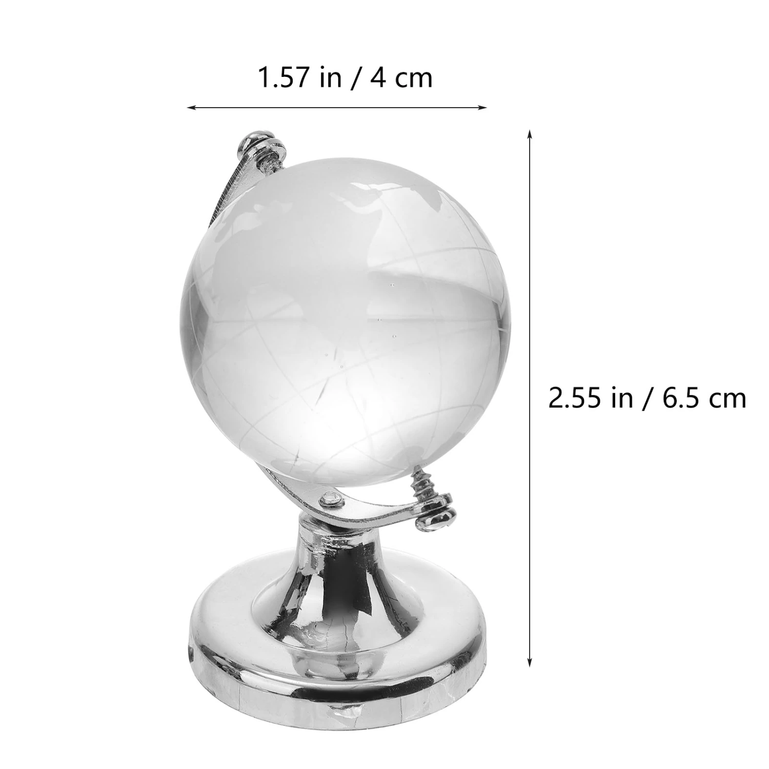 Crystal Globe Decoration Transparent Desktop Globe World Globe with Stand World Map Handicraft Silver