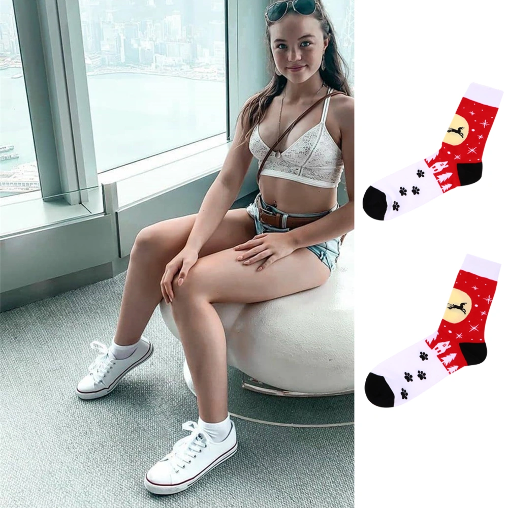 1 Pair Adorable Cartoon Christmas Socks Holiday Household Stockings Socks