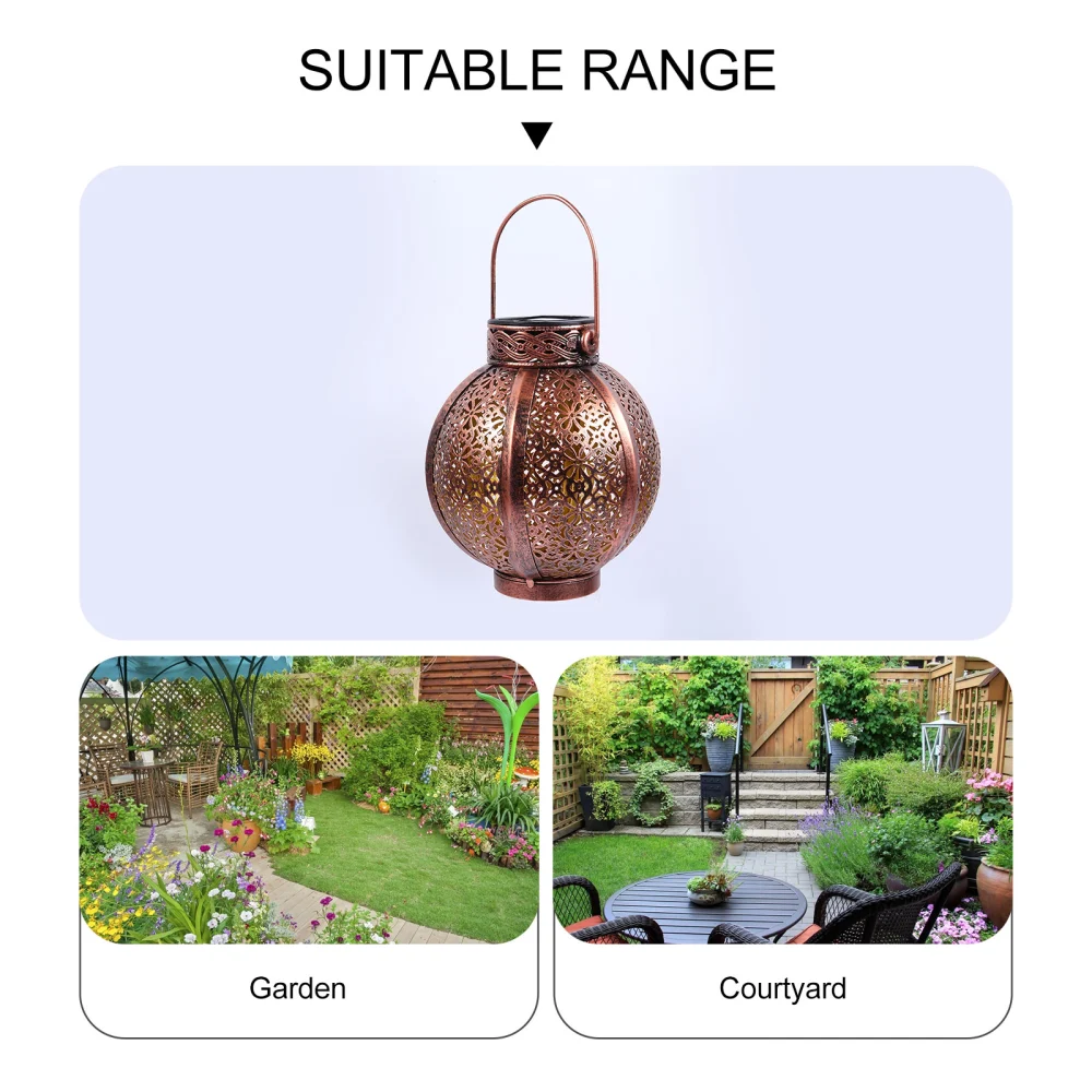 1pc Solar Decorative Lantern Outdoor Hanging Lights Garden Hollow Metal Lamp