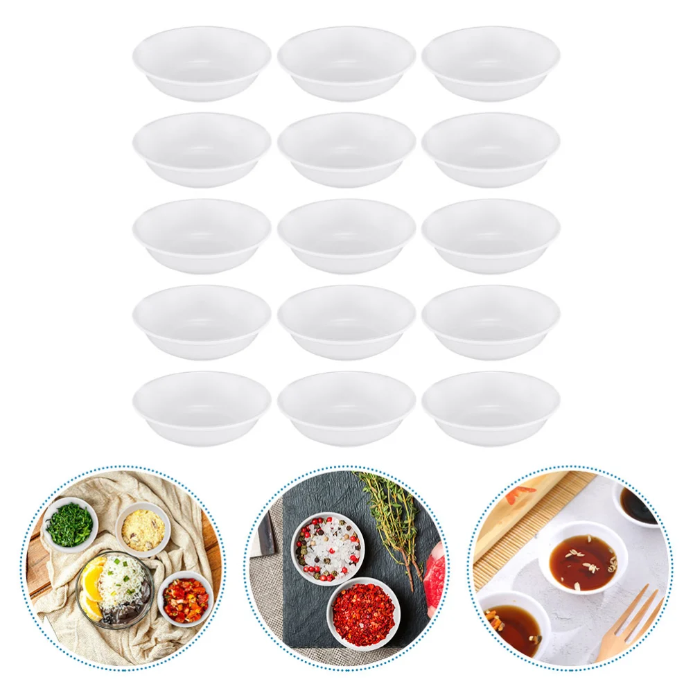 15Pcs Plastic Soy Sauce Dishes Practical Sauce Bowls Round Seasoning Dishes