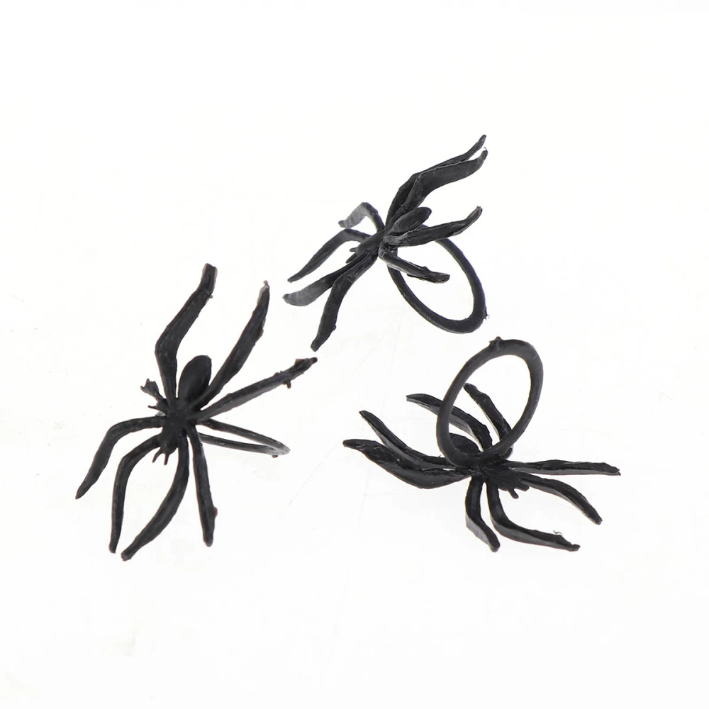 144pcs 3.8x2.5cm Halloween Black Spider Ring Halloween Props Decoration Rings Toys (Black)