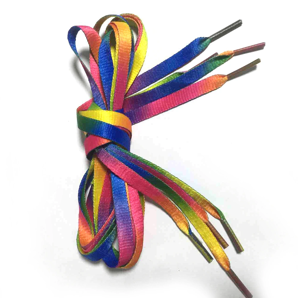 6 Pairs Rainbow Shoelaces 1M Gradient Colorful Shoe Laces Flat Shoestring for Shoes Sneakers