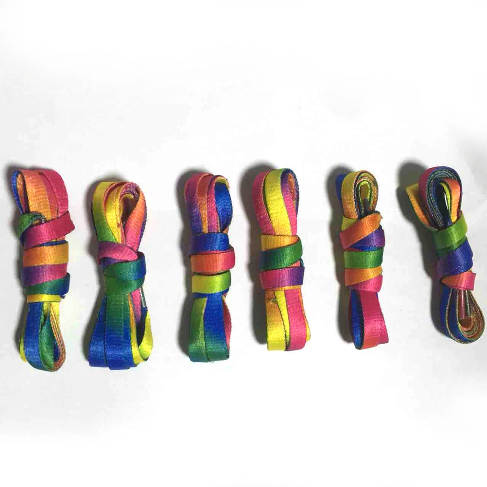 6 Pairs Rainbow Shoelaces 1M Gradient Colorful Shoe Laces Flat Shoestring for Shoes Sneakers