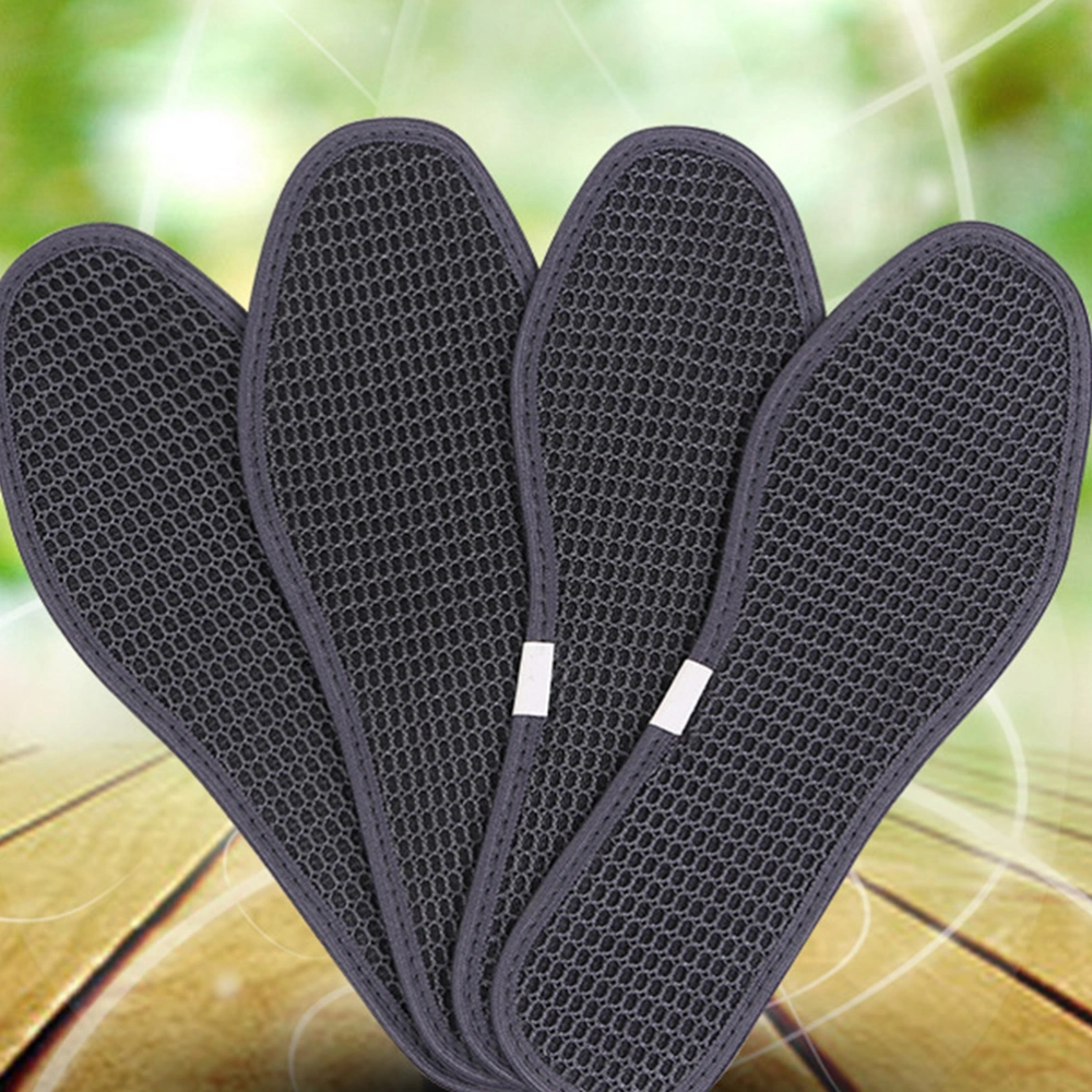 2 Pairs of Deodorant Shoe Pads Bamboo Charcoal Insoles Sports Shoes Cushion Foot Care Insoles Size 35 Black