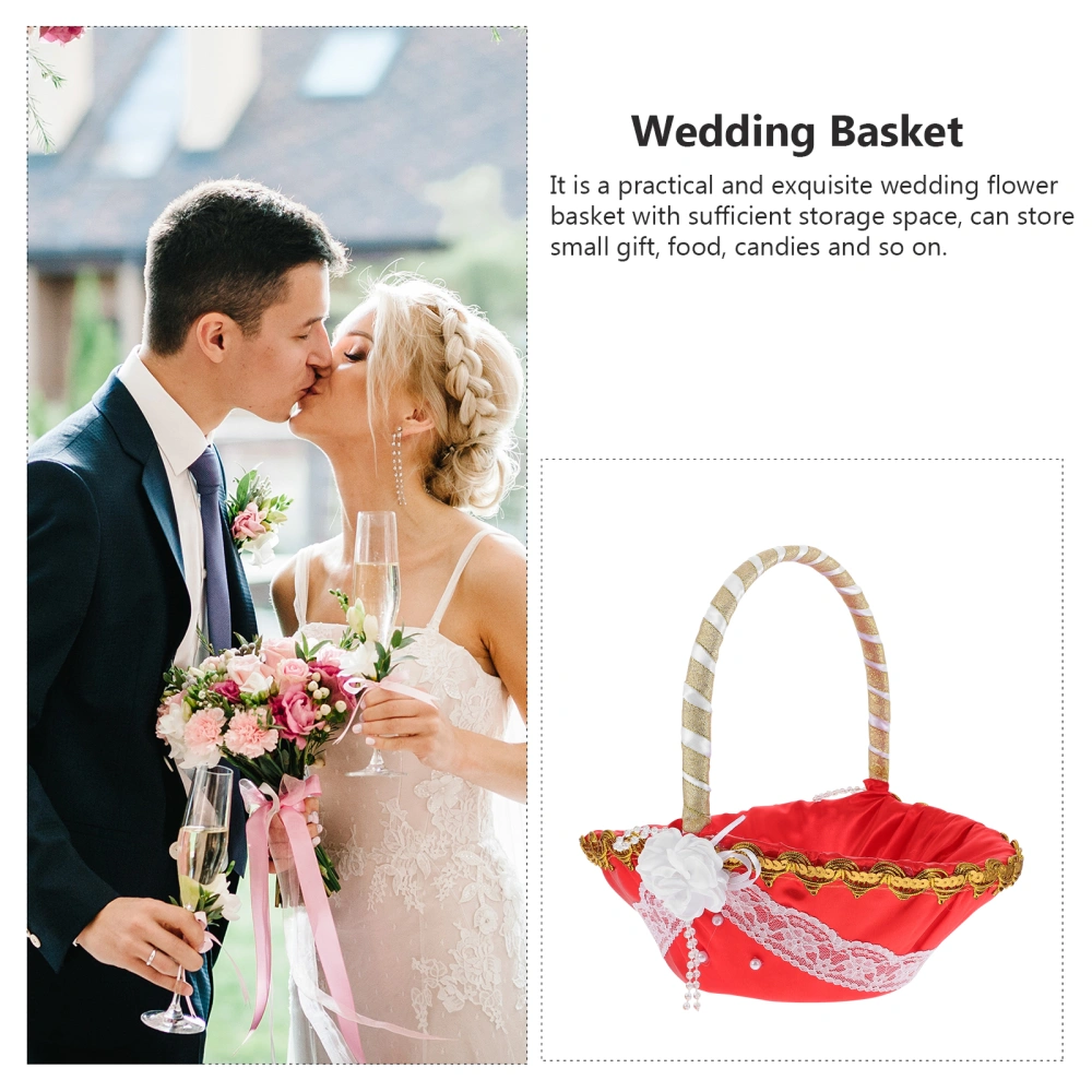 Wedding Flower Basket Handheld Basket Bride Flower Container Portable Basket