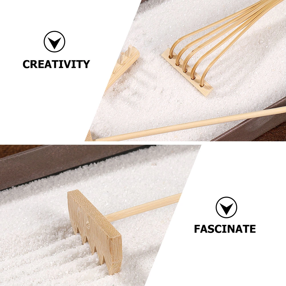 4Pcs Sand Smoothing Rake Decorative Bamboo Rakes Mini Rakes Crafts Sand Table Supplies