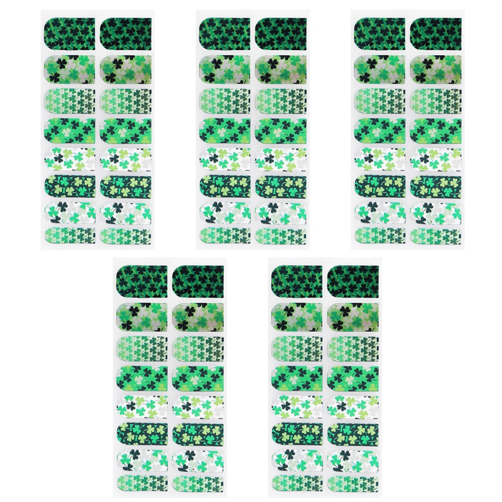 5 Sheets DIY Clover Nail Art Sticker Self-adhesive Nail Tip Decal Safe Manicure Decoration for Women Girls (1#)