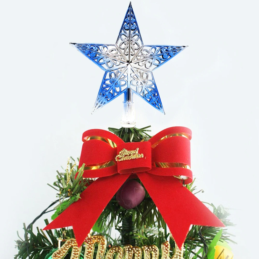 3pcs 20cm 3D Christmas Tree Star Topper Hollow Out Christmas Tree Decoration Ornaments (Gradient Blue)