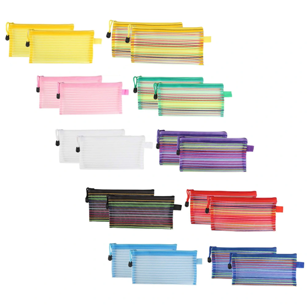 20pcs Multi-functional Pen Bag Pencil Case Simple Pencil Storage Pouch Stationery Storage Bag