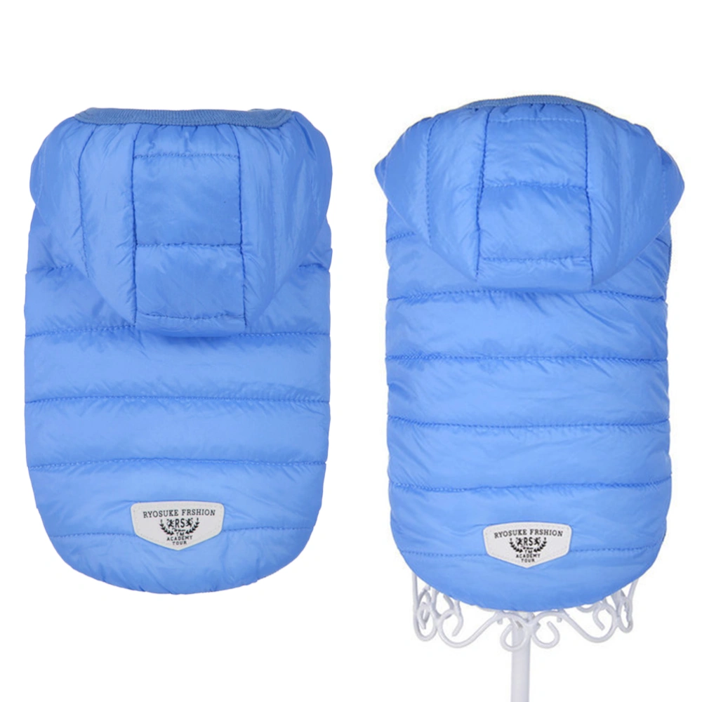 Pet Winter Cotton Adorable Dog Clothes Hoodie Vest Warm Coat for Pet Cat Puppy (Blue Size L)