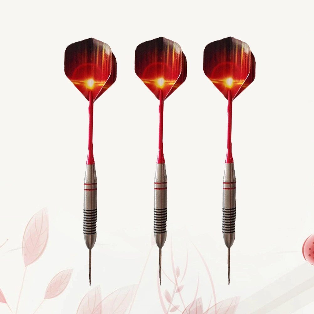 3 Pcs 24g Stainless Steel Darts Set Professional Stainless Needle Tipped Dart Aluminum Shafts Flashing Pattern Standard Flights for Dartboard