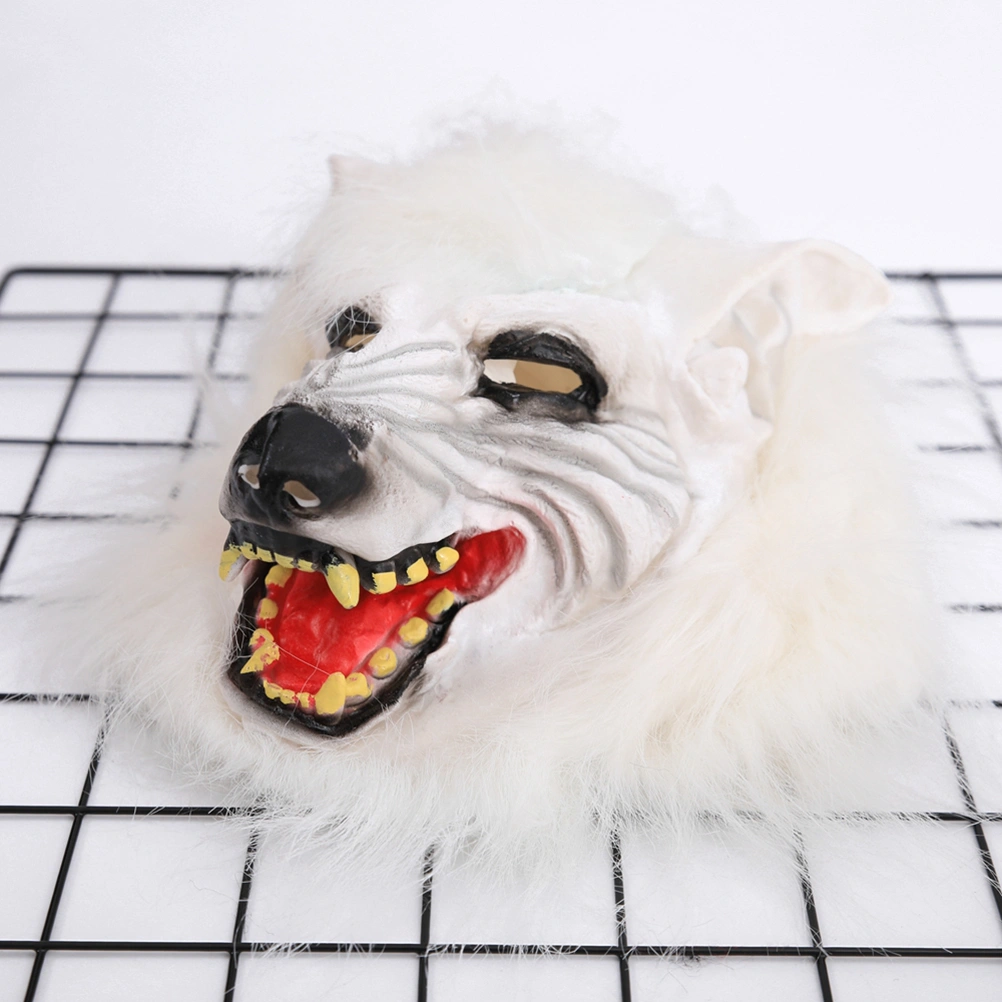 1 Pc Halloween Mask Terror Devil Fancy Dress Party Props Wolf Head Cover for Men and Women(White Wolf)