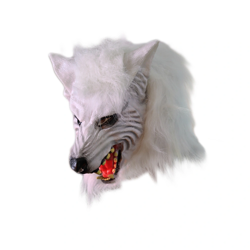 1 Pc Halloween Mask Terror Devil Fancy Dress Party Props Wolf Head Cover for Men and Women(White Wolf)