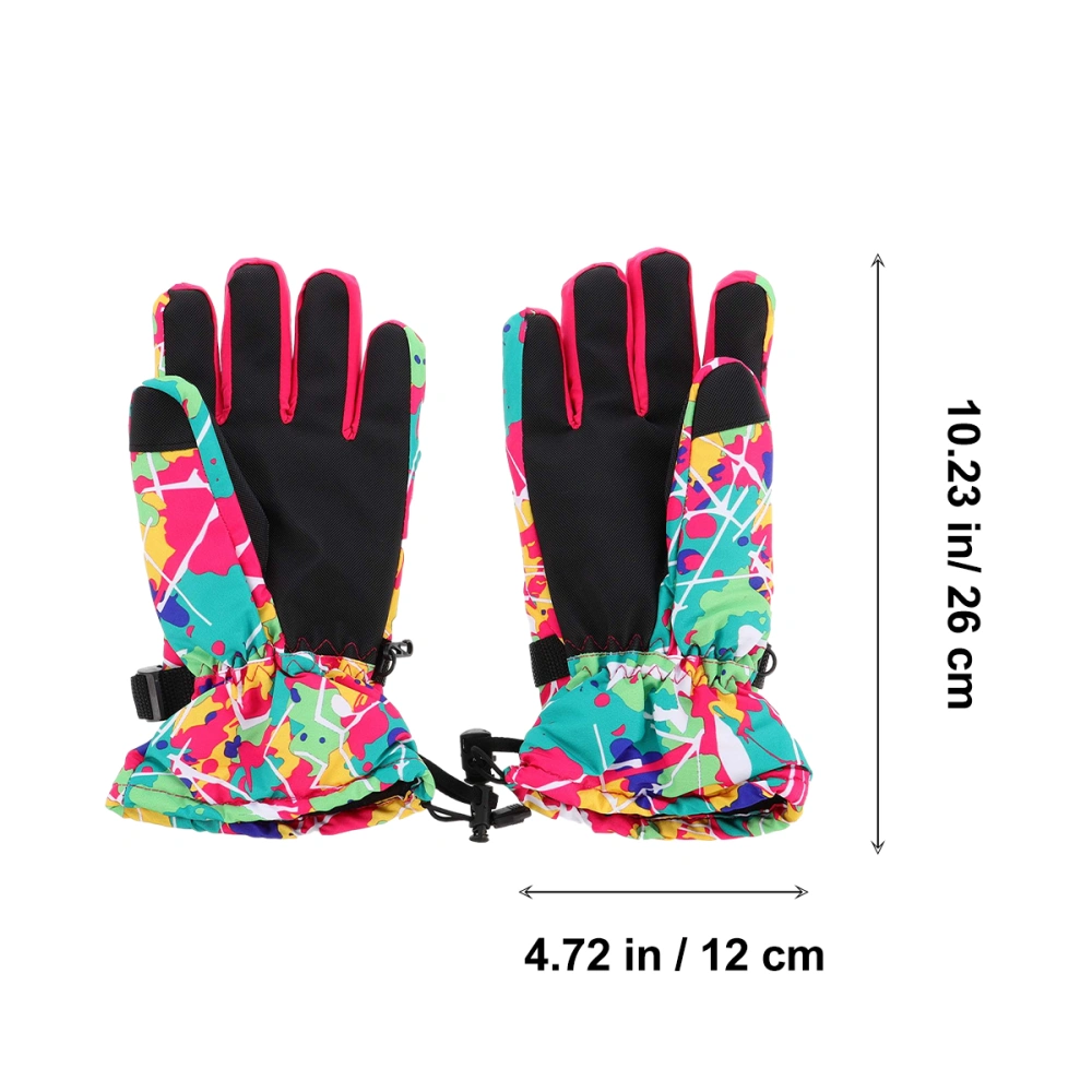 Waterproof Skiing Glove Warm Hand Glove Winter Skiing for Glove Women (Pink)