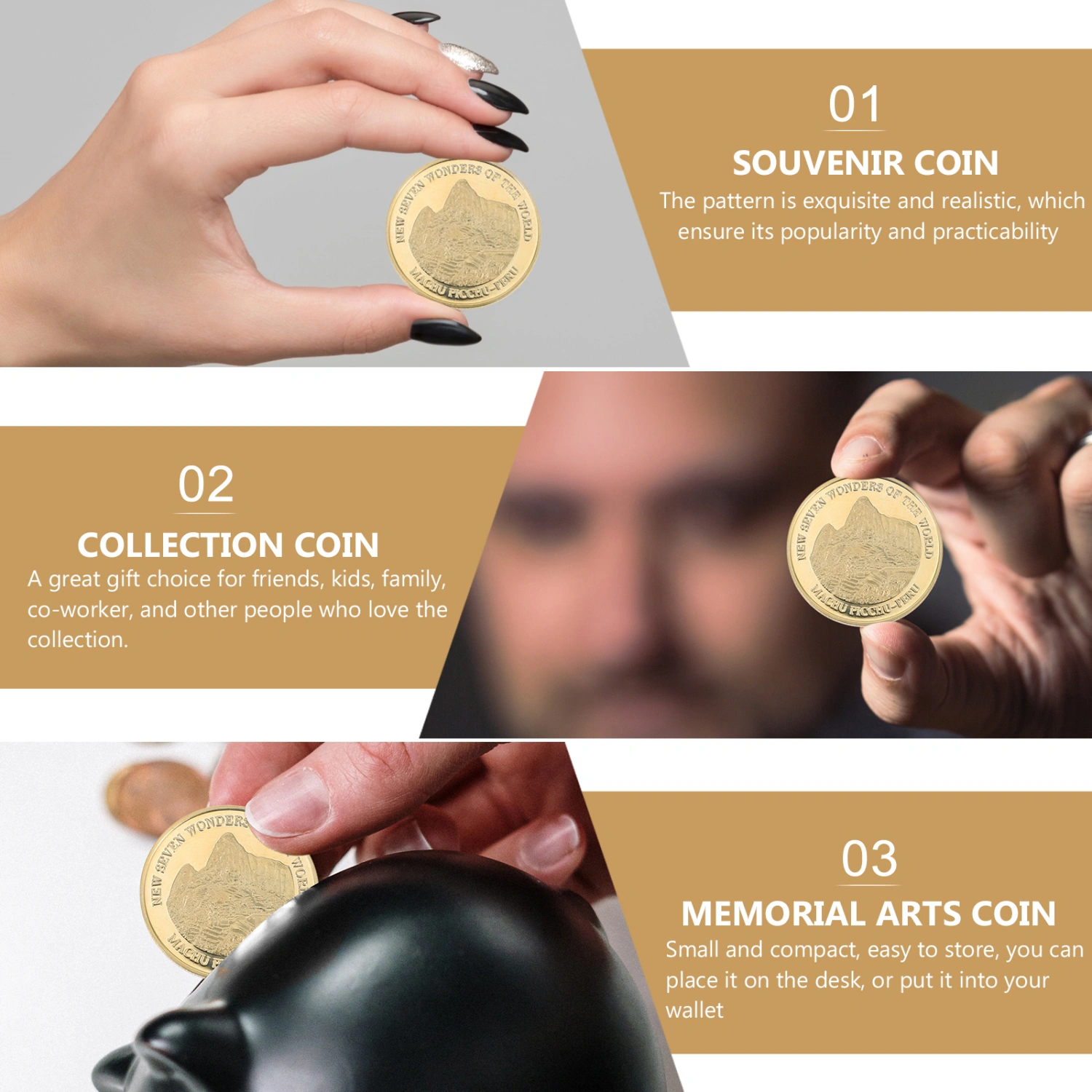 1Pc Commemorative Coin Seven Wonders of The World Coin Machu Picchu-Peru Coin