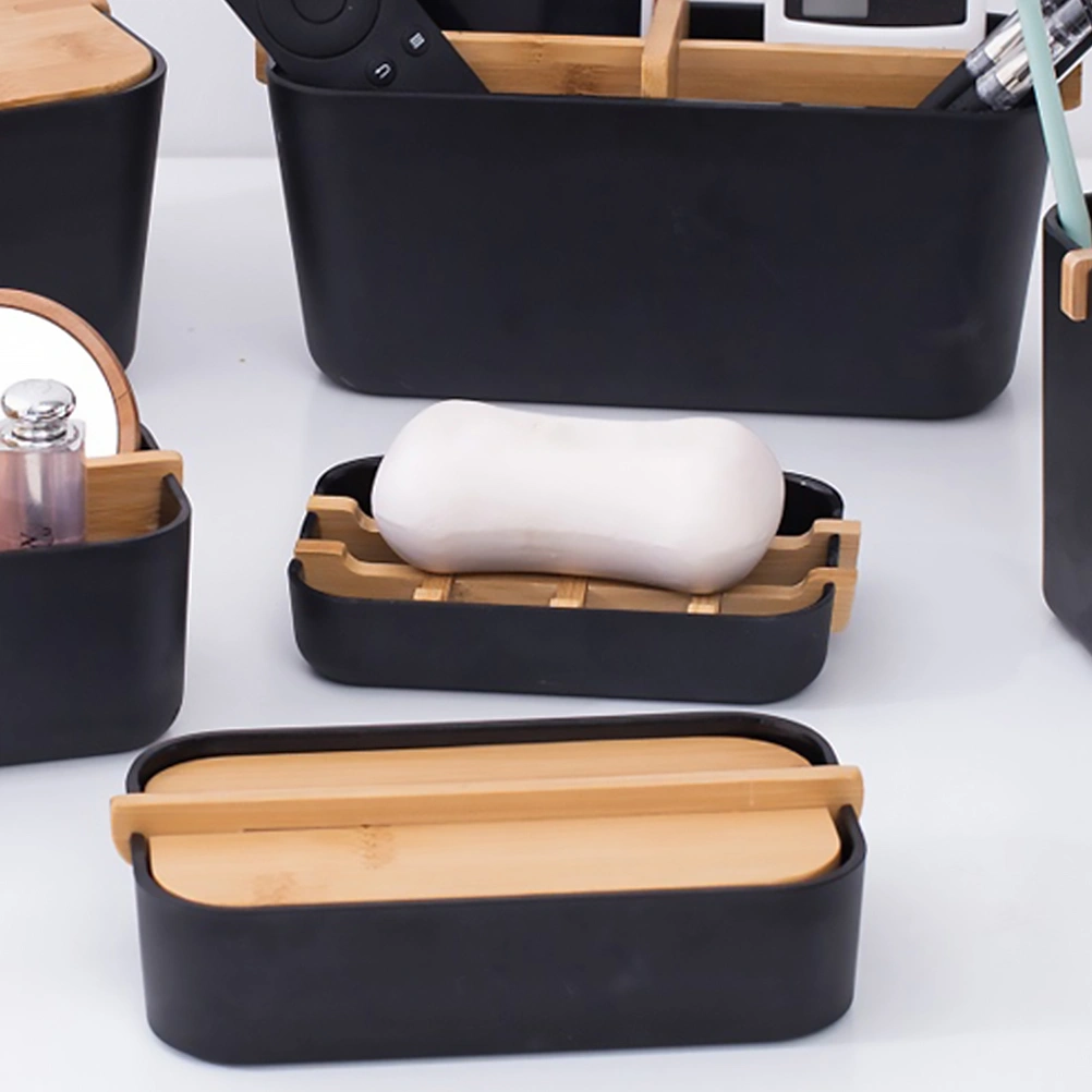 Bamboo Drain Soap Dish Soap Box Detachable Bathroom Soap Tray Holder Storage