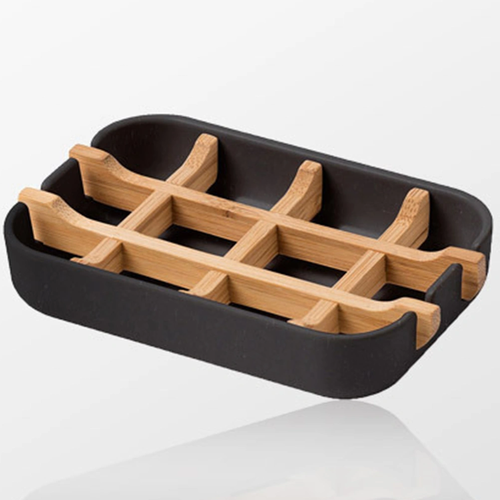 Bamboo Drain Soap Dish Soap Box Detachable Bathroom Soap Tray Holder Storage