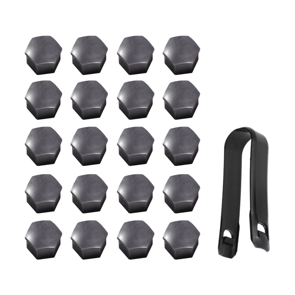 21pcs 17mm T39 Hexagonal Wheel Lug Nut Covers Bolts Covers Screw Protect Caps with Black Clips