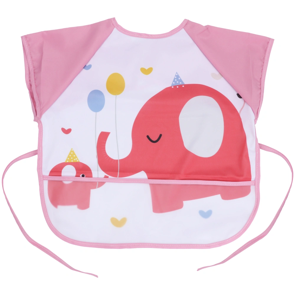 1pc Children Waterproof Sleeveless Garment Baby Eating Aprons Baby Food Clothes Baby Mess-proof Apron Bib (Pink Elephant Pattern Free Size Suitable for 0-3 Years)