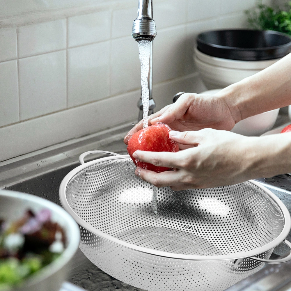 Stainless Steel Strainer Basket Household Colander Double Handle Strainer Basket Drain Basket