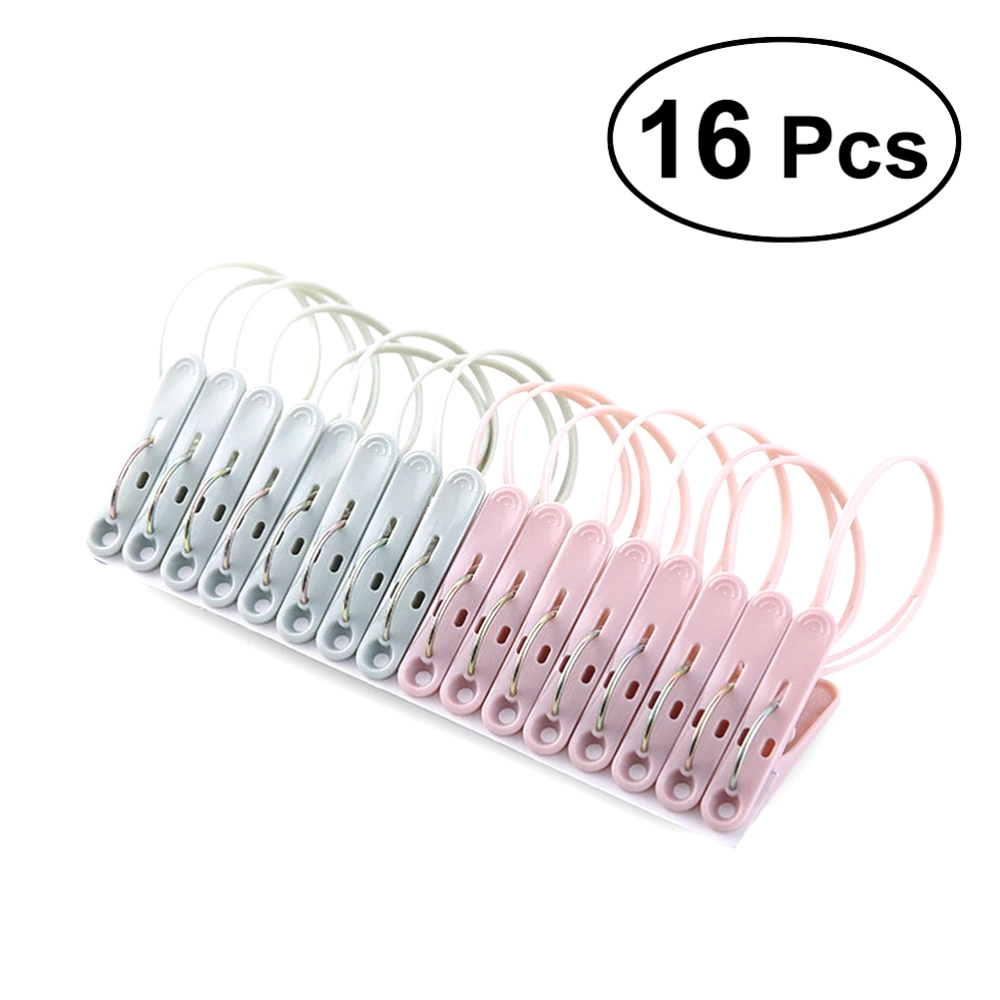 16PCS Multi-purpose Clothes Pegs Steel Wire Towel Clips Windproof Hanger Clothesline Clothespins