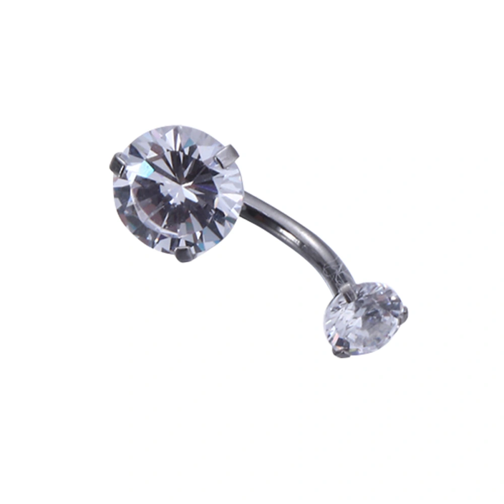 Belly Button Ring Crystal Diamond Navel Piercing Studs Jewelry for Body Decoration (Silver)