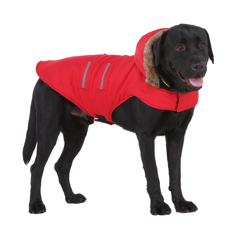 Dog Winter Four Stripe Reflective Coat Fashion Pet Costume Pet Clothes for Puppy Dog (Red, Size XL)