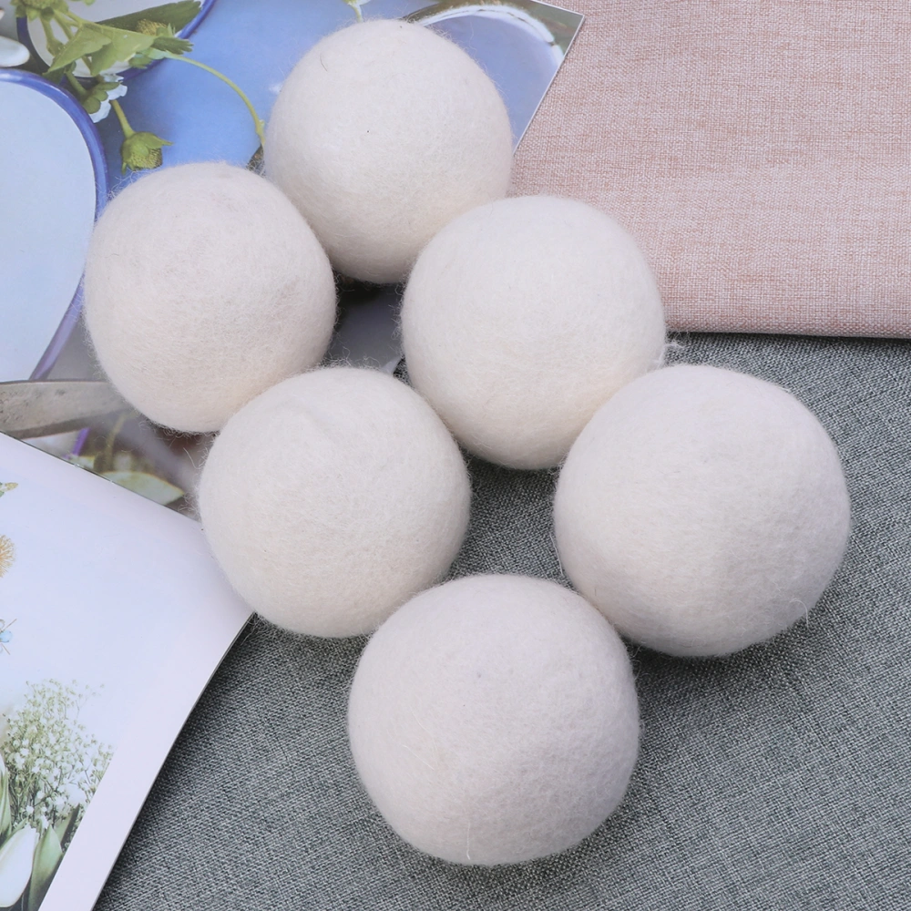 6pcs 50g Wool Dryer Balls Reusable Natural Fabric Softener(7.5cm/ with Cloth Bag)