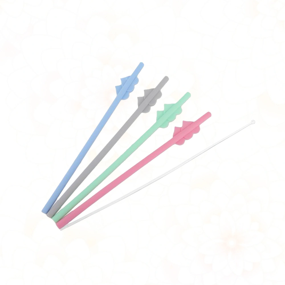 4pcs Food Grade Silica Gel Straw Environmental Friendly Drink Pipet Durable Drinking Straw with Brushes