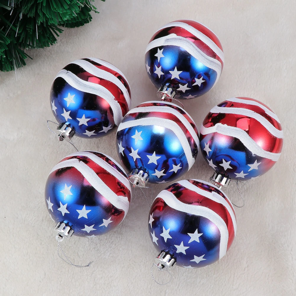 6pcs 8cm Christmas Ball Ornaments Tree Decorations for Holiday Wedding Party Decoration (the Stars and the Stripes)