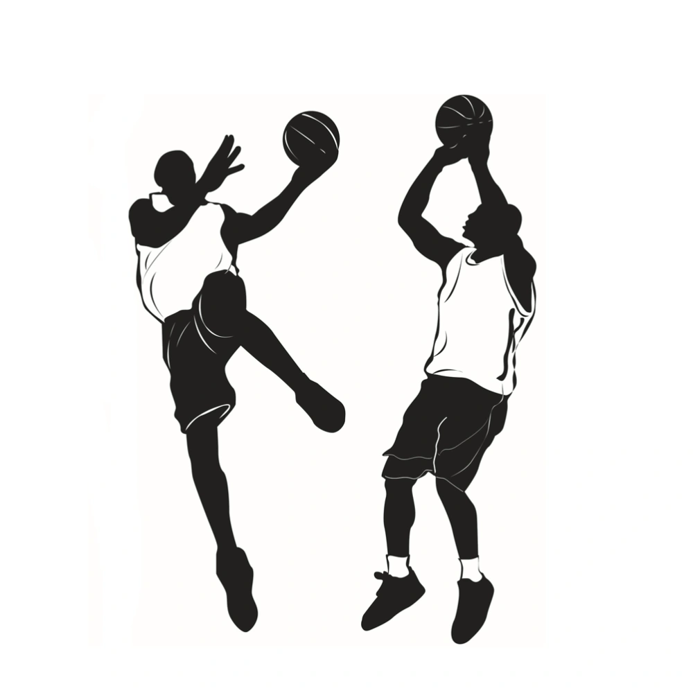 DIY Basketball Players Room Decor Wall Sticker Removable Vinyl Inspiration Wall Decor Decals Wall Art for Classroom Living Room - Black (50x78cm)