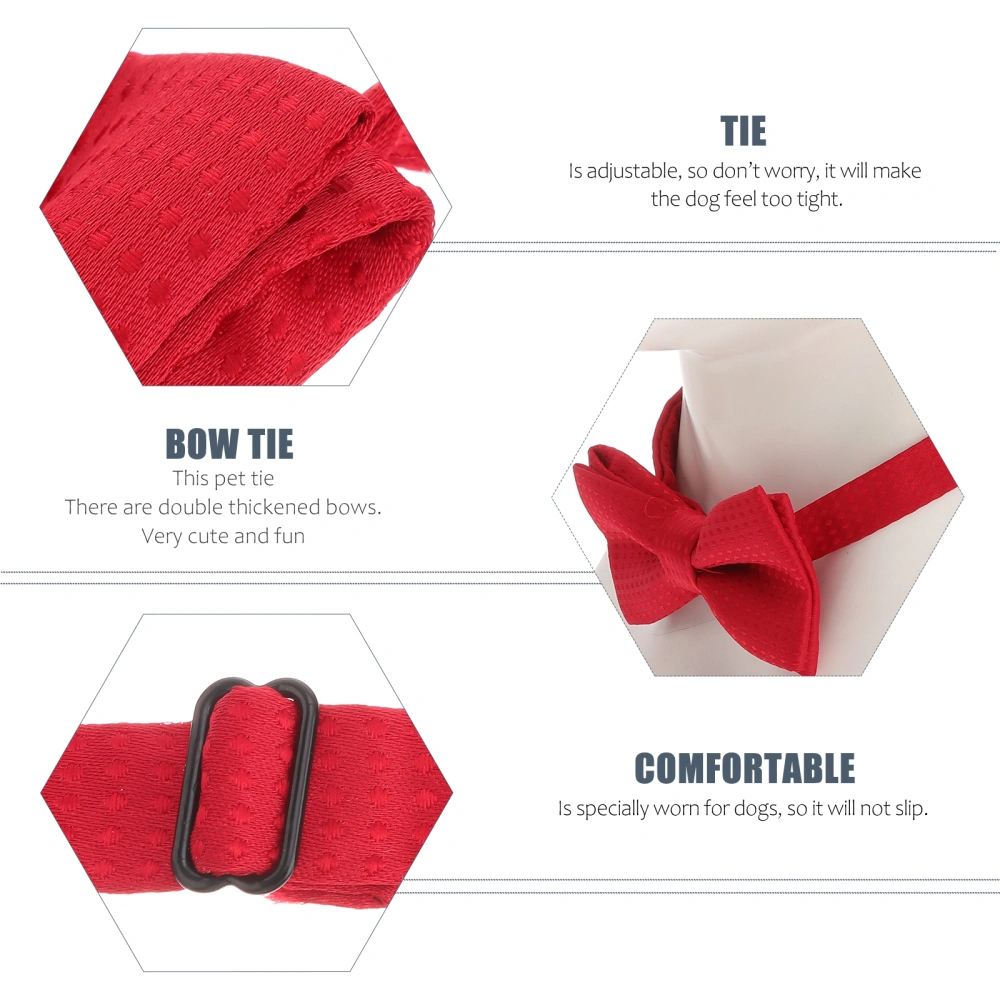 POPETPOP Pet Collar Adjustable Red Dot Bow Tie Lightweight Snap Buckle Bow-knot Tie for Pet Dog Cat