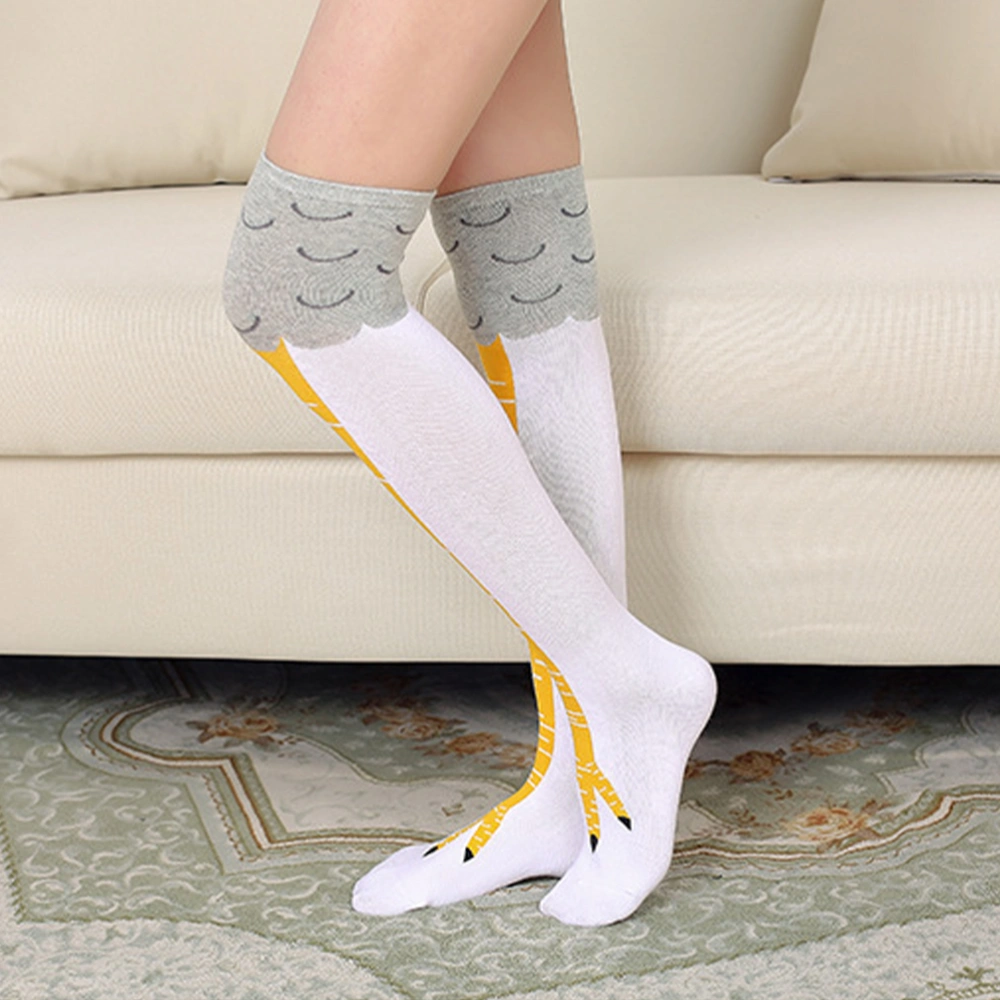 Long Chicken Claws Design Socks Funny Dress Up Cosplay Stockings for Women Fitness (White)