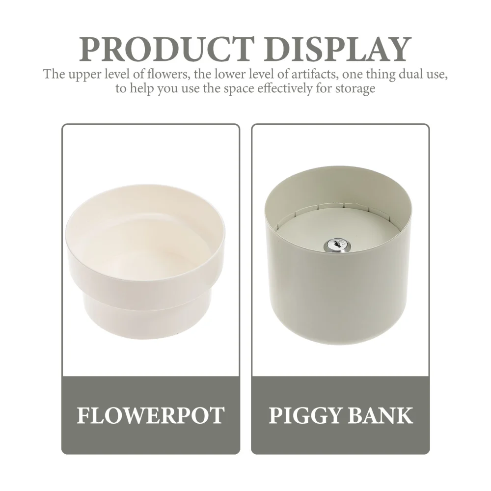 Metal Storage Piggy Bank Metal Flower Pot Shaped Storage Piggy Bank with Lock