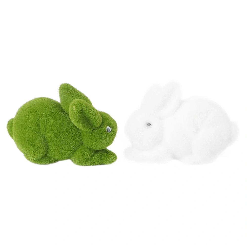 2pcs Easter Moss Rabbit Flocking Animal Garden Grass Ornament for Easter